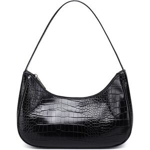 Women's Crocodile Black Imported Fashion Mini Clutch Underarm Hobo Mini Tote Bag